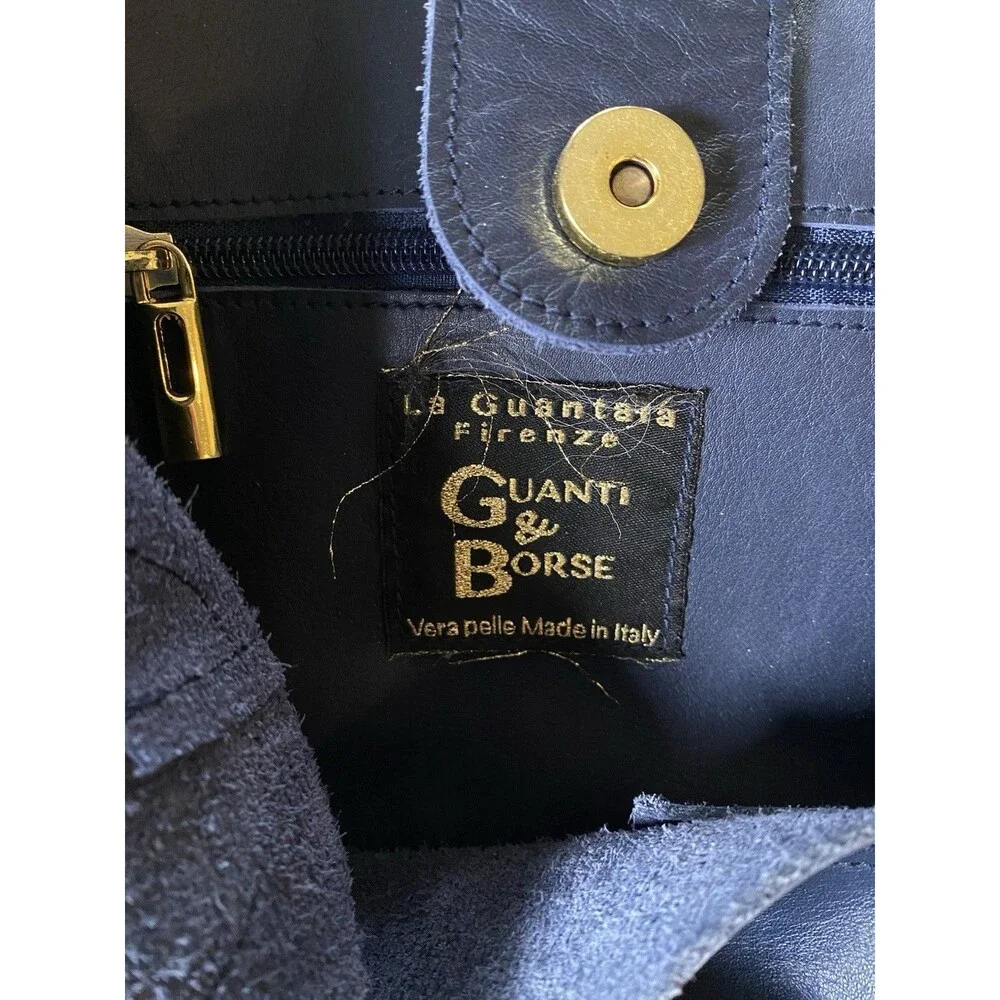 Guanti & Borse Genuine Leather Shoulder Bag Blue Italy La Guantaia Firenze Strap